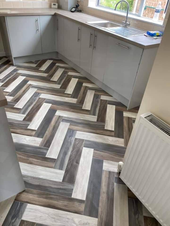 Herringbone LVT — kitchen