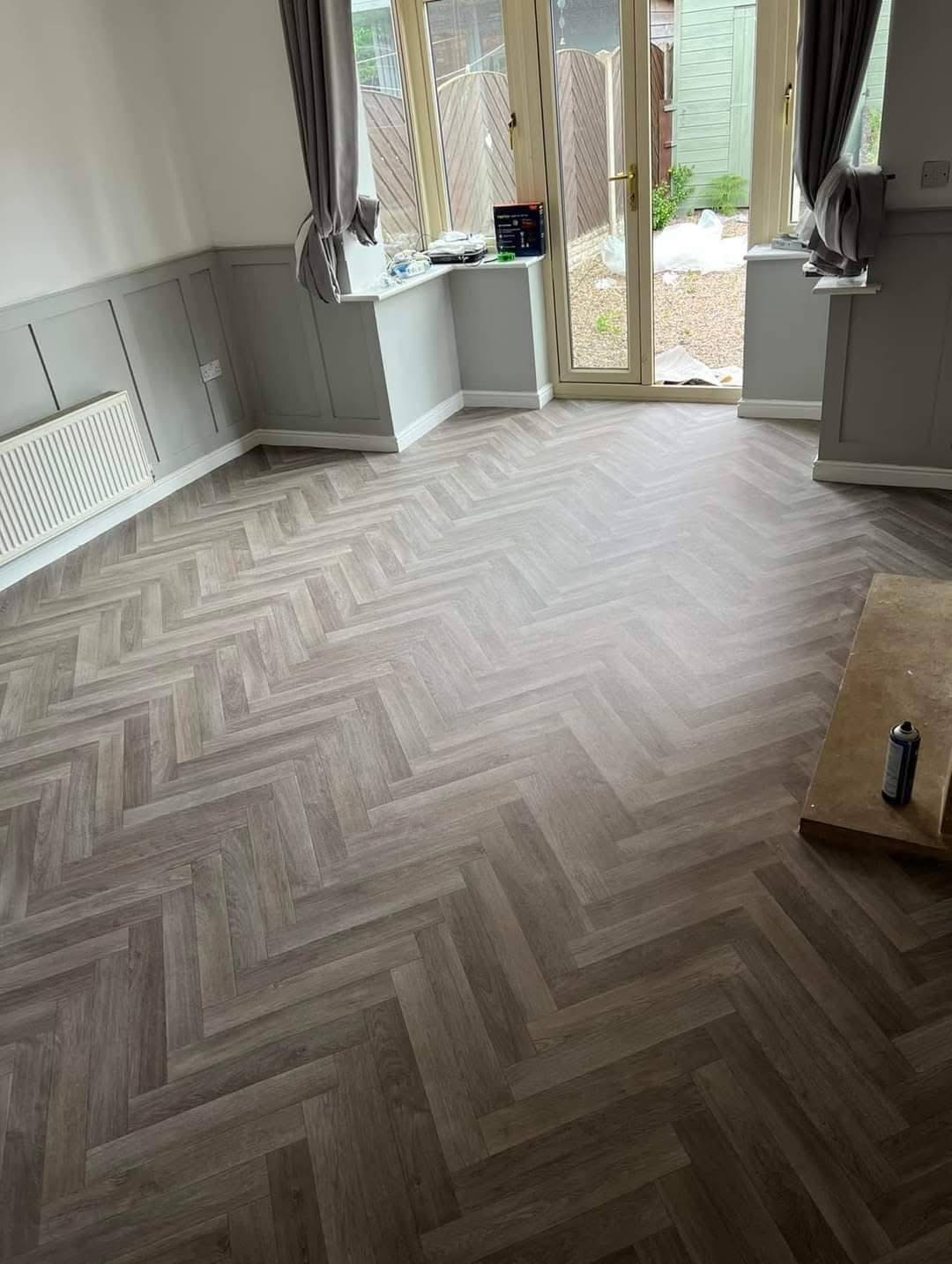 Herringbone LVT — living room